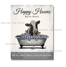Load image into Gallery viewer, Cow Bathroom Art, 'Happy Hooves Cow in Tub' Cow Art Print