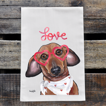 Load image into Gallery viewer, Dachshund Valentine's Day Towel, 'Love'