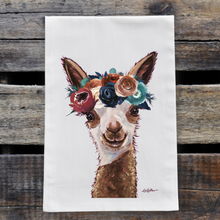 Load image into Gallery viewer, Alpaca Towel 'Rosie' Dark Boho Flowers, Farmhouse Kitchen Decor