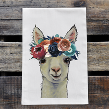 Load image into Gallery viewer, Alpaca Towel 'Sophie' Dark Boho Flowers, Farmhouse Kitchen Decor