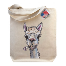 Load image into Gallery viewer, Alpaca Tote Bag,  Alpaca Lover Gift, Cute Alpaca 'Diesel'