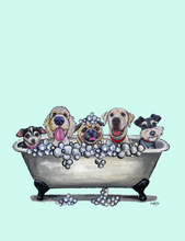Load image into Gallery viewer, Dog Art, 'Bathtub Dogs' Dog Print
