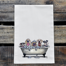 Load image into Gallery viewer, Bathtub Towel, Dogs in Tub, Farmhouse Bathroom Decor