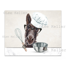Load image into Gallery viewer, Donkey Kitchen Art, Donkey with Baking Supplies, Donkey Art Print
