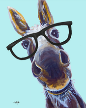 Load image into Gallery viewer, Donkey Art, 'Snickers with Glasses' Donkey Print