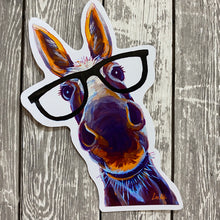 Load image into Gallery viewer, Donkey Sticker, 4" Sticker, Cute Donkey Glasses Sticker