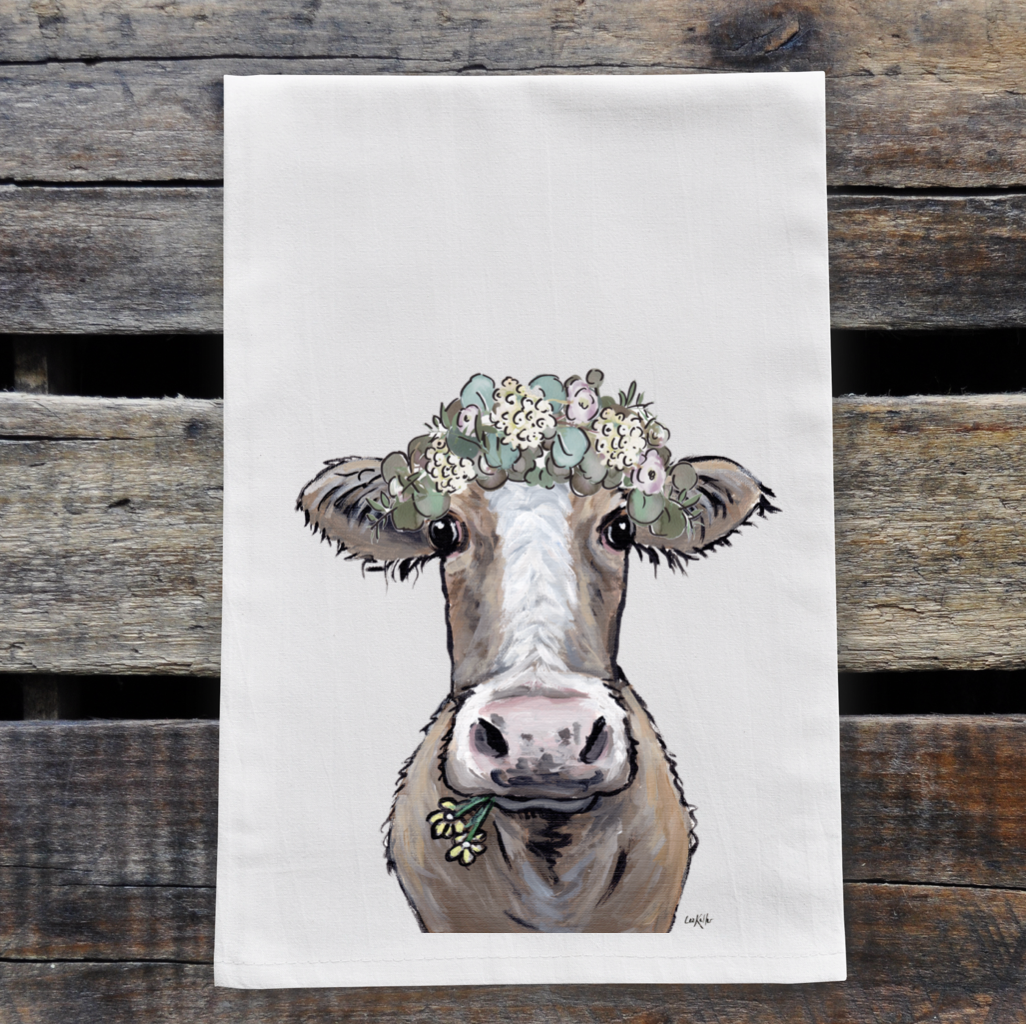 Cow Towel 'Maizy', Farmhouse Neutral Kitchen Decor