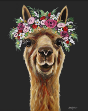 Load image into Gallery viewer, Alpaca Art, 'Fiona on Black' Alpaca Print