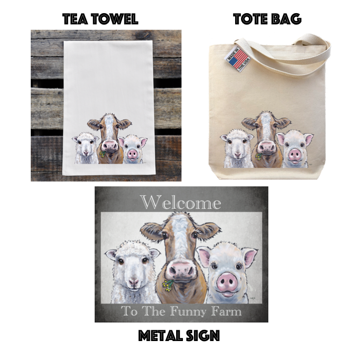 Farmer & Barnyard Animals Kitchen Towels Made in USA 