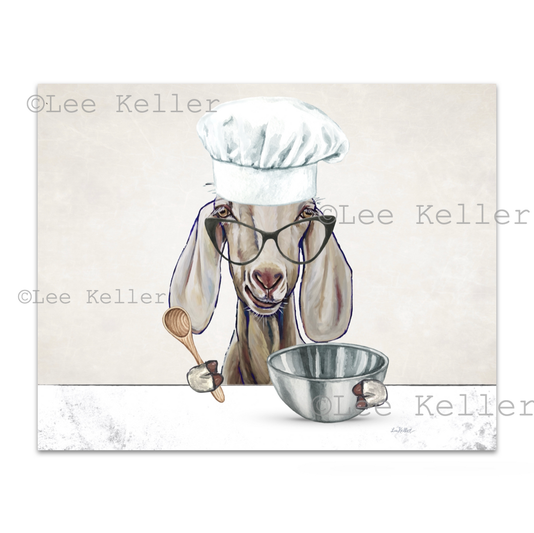 Goat Kitchen Art, Goat with Baking Supplies, Goat Art Print