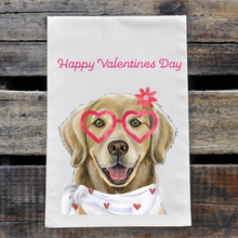 Load image into Gallery viewer, Golden Retriever Valentine&#39;s Day Towel, &#39;Happy Valentine&#39;s Day&#39;
