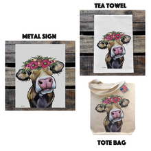 Load image into Gallery viewer, Cow Gift Set, Metal Tin Sign/Tote Bag/Tea Towel, Cow Gift Set
