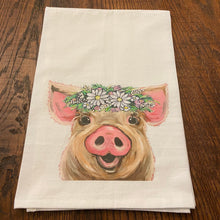 Load image into Gallery viewer, Daisy Pig Towel 'Posey', Farmhouse Kitchen Decor
