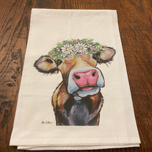 Load image into Gallery viewer, Daisies Cow Towel 'Hazel', Farmhouse Kitchen Decor