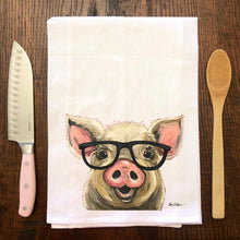 Load image into Gallery viewer, Glasses Pig Towel 'Posey', Farmhouse Kitchen Decor