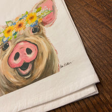 Load image into Gallery viewer, Sunflower Pig Towel 'Posey', Farmhouse Kitchen Decor