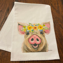 Load image into Gallery viewer, Sunflower Pig Towel 'Posey', Farmhouse Kitchen Decor