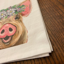 Load image into Gallery viewer, Daisy Pig Towel 'Posey', Farmhouse Kitchen Decor