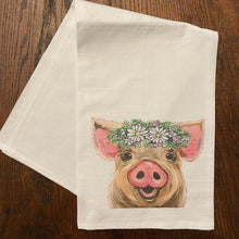 Load image into Gallery viewer, Daisy Pig Towel 'Posey', Farmhouse Kitchen Decor