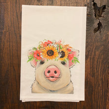 Load image into Gallery viewer, Pig Towel 'Paisley', Colorful Sunflower Fall/Thanksgiving Decor