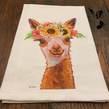 Load image into Gallery viewer, Alpaca Tea Towel 'Rosie', Colorful Sunflower Fall/Thanksgiving Decor