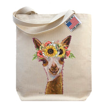 Load image into Gallery viewer, Colorful Sunflower Alpaca Tote Bag, Colorful Sunflower Llama Gifts
