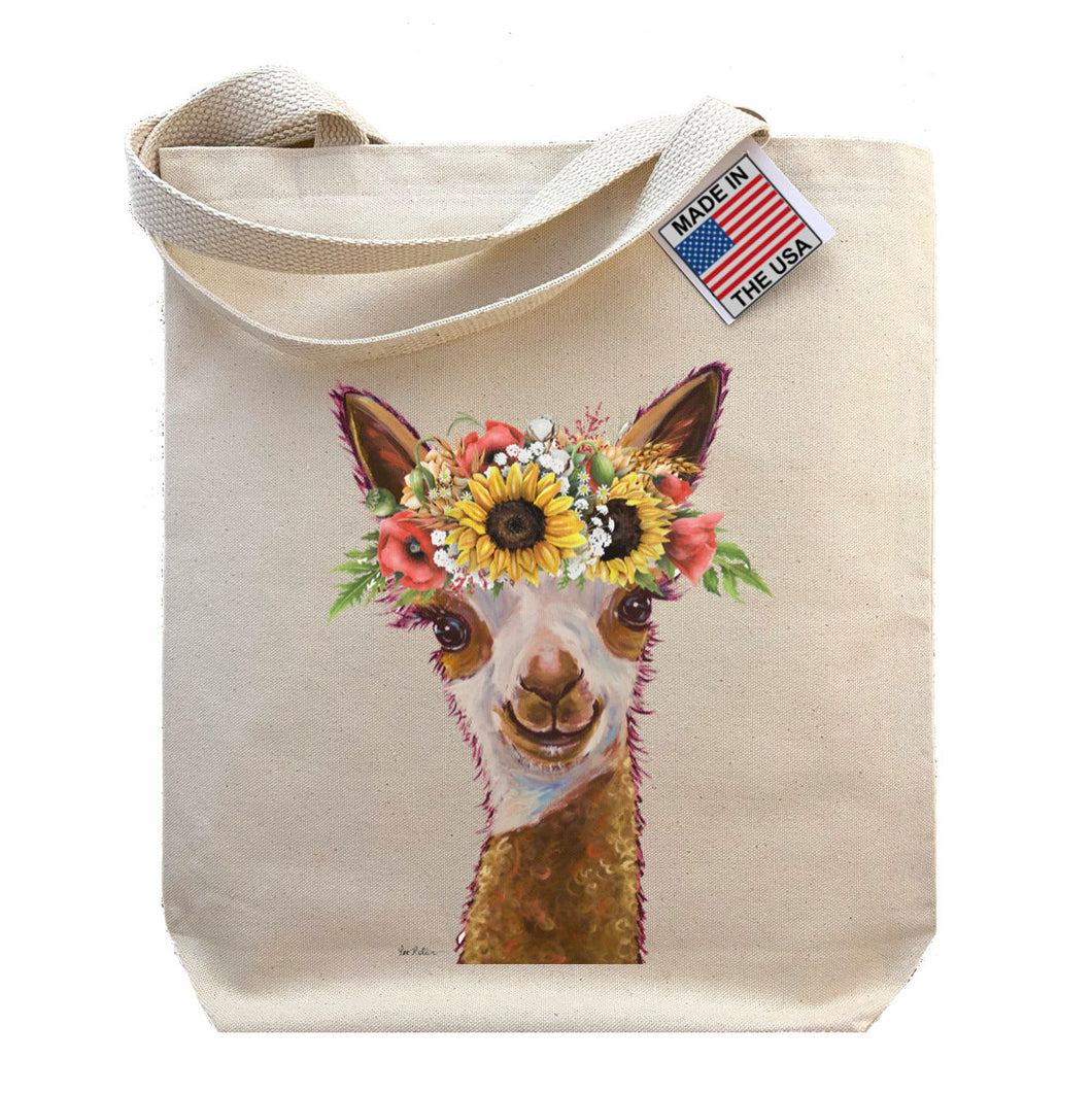 Colorful Sunflower Alpaca Tote Bag, Colorful Sunflower Llama Gifts