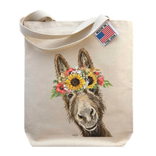 Load image into Gallery viewer, Colorful Sunflower Donkey Tote Bag,  Fall Donkey Tote Bag