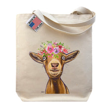 Load image into Gallery viewer, Spring Flowers Goat Tote Bag, 'Poundcake' Goat Tote Bags