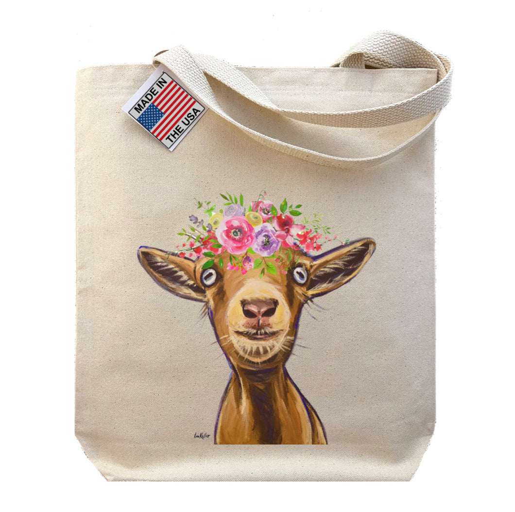 Spring Flowers Goat Tote Bag, 'Poundcake' Goat Tote Bags