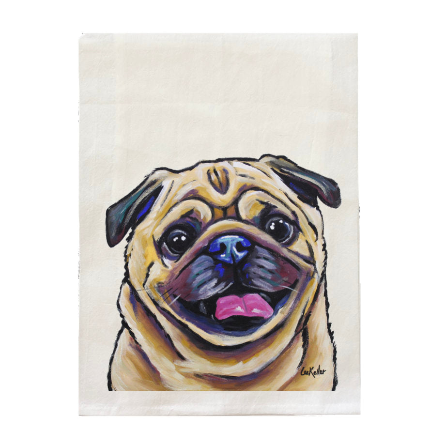 Pug Towel, Dog Towel, Farmhouse Kitchen Decor