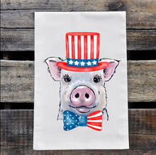 Load image into Gallery viewer, Pig Towel &#39;Delbert&#39;, 4th of July Decor
