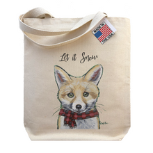 Load image into Gallery viewer, Winter Fox Tote Bag, "Let it Snow"