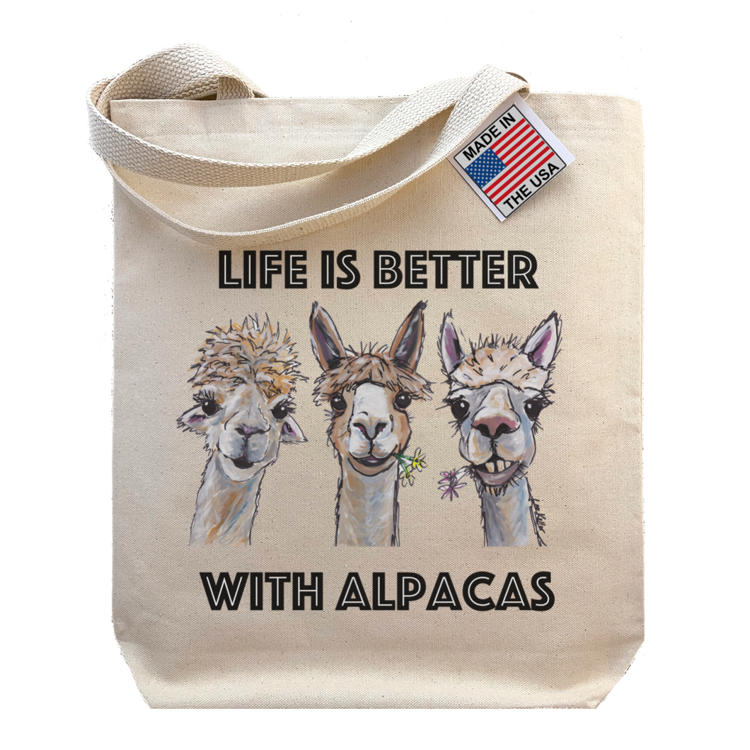 Alpaca Tote Bag, Life is Better with Alpacas Tote