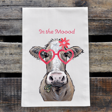 Load image into Gallery viewer, Cow Valentine's Day Towel, 'In The Moood'