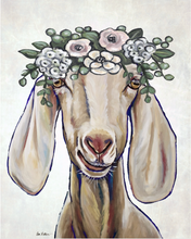Load image into Gallery viewer, Goat Art, 'Margot' Pastel Boho Flower Goat Print