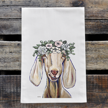 Load image into Gallery viewer, Goat Towel 'Margot' Boho Flowers, Farmhouse Kitchen Decor