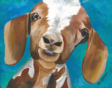 Load image into Gallery viewer, Goat Art, 'Millie on Blue' Goat Print