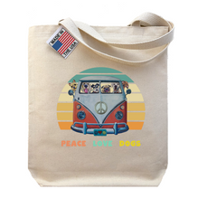 Load image into Gallery viewer, Peace Love Dogs Hippie Van Tote Bag, Dog Tote Bag