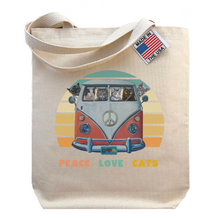 Load image into Gallery viewer, Hippie Van with Cats Tote Bag, Cat Tote Bag