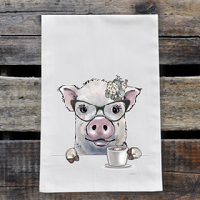 Load image into Gallery viewer, Pig Coffee Towel 'Delbert', Pig Kitchen Decor