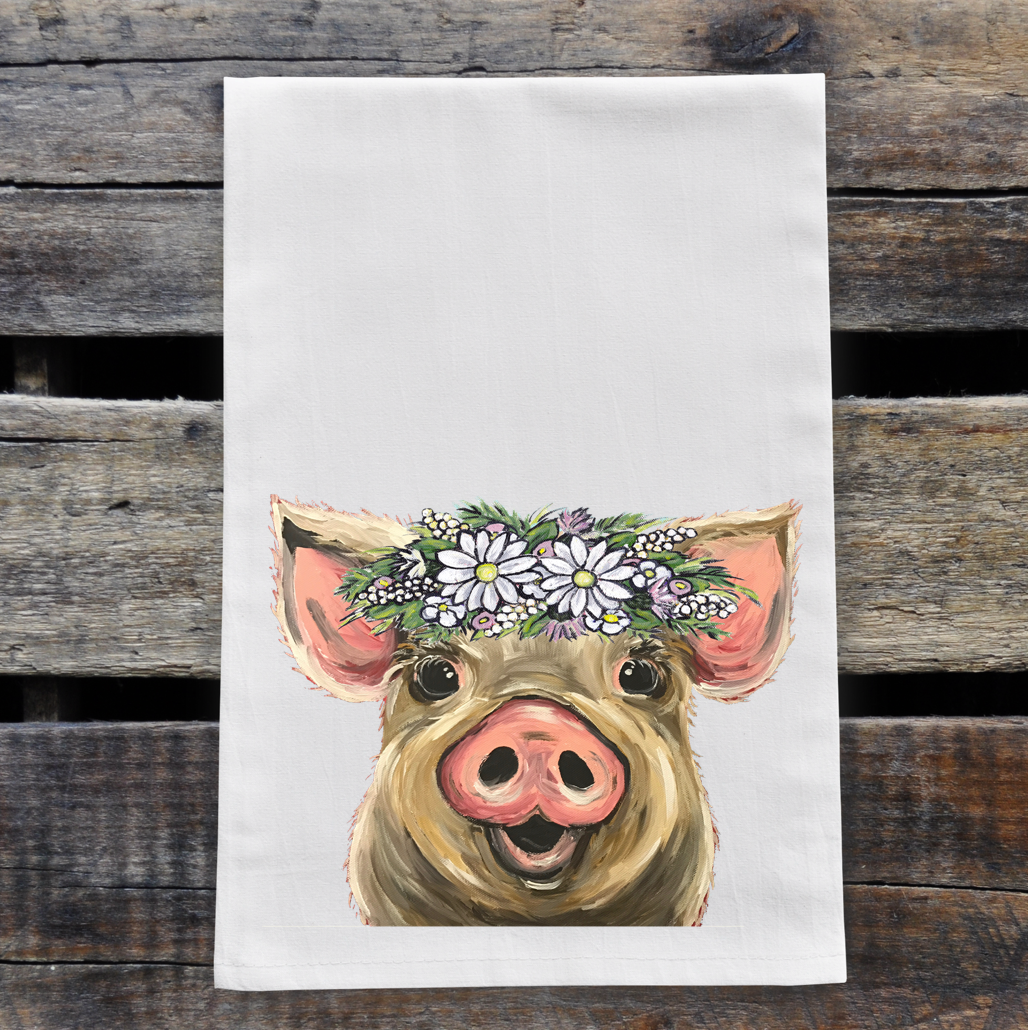 Daisy Pig Towel 'Posey', Farmhouse Kitchen Decor
