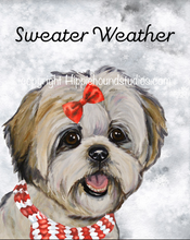 Load image into Gallery viewer, Christmas Dog Art Print, Shihtzu 'Sweater Weather'