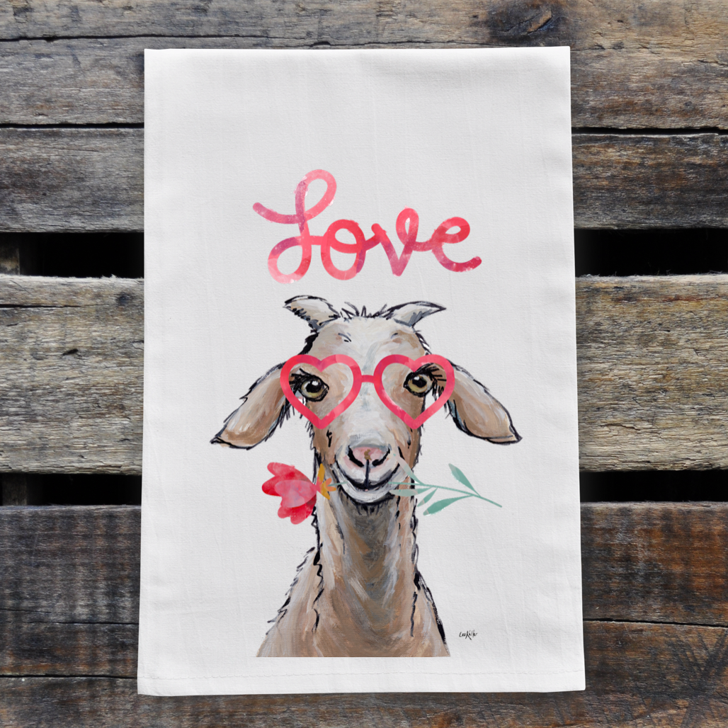 Goat Valentine's Day Towel, 'Shyla'
