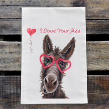 Load image into Gallery viewer, Donkey Valentine&#39;s Day Towel, &#39;I Love Your Ass&#39;
