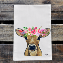 Load image into Gallery viewer, Spring Calf Cow Towel 'Bambi', Farmhouse Kitchen Decor
