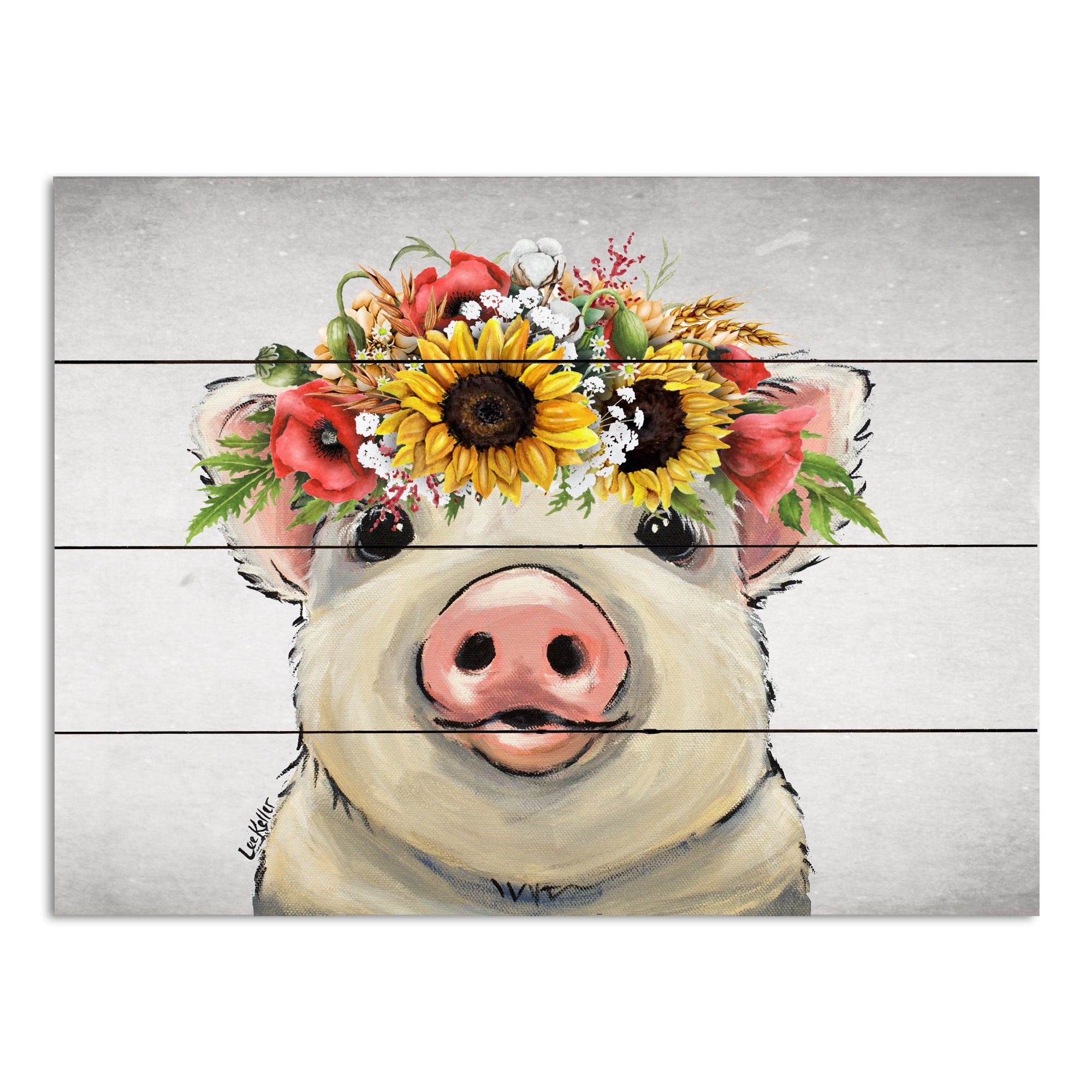 Farm Animal Kitchen Towel Floral Farmhouse Kitchen Decor Pig 