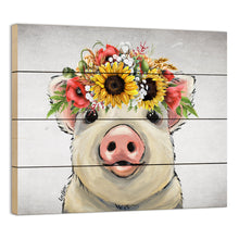 Load image into Gallery viewer, Pallet Wood Pig Sign, Farmhouse Pig Decor, Wood Pig Art