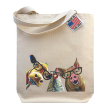 Load image into Gallery viewer, Farm Animal Tote Bag, &#39;Chicken Cow &amp; Pig Trio&#39;, Farm Animal Lover Gift
