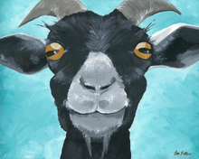 Load image into Gallery viewer, Goat Art, 'Willie on Blue' Goat Print